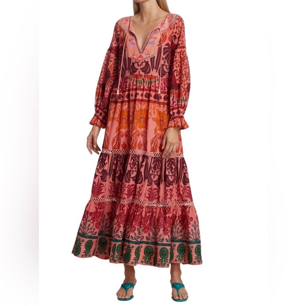 NWT $345 FARM RIO Anika print Macaws maxi dress size XS